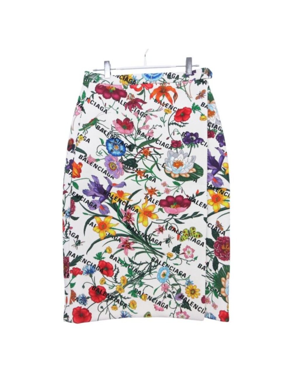 Gucci Skirt Floral Print Logo Wrap White